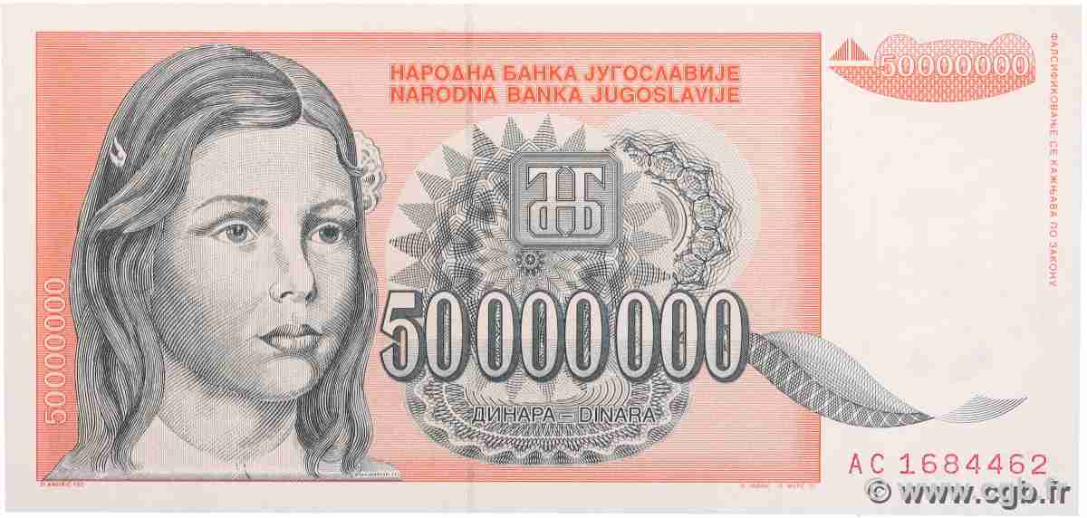 50000000 Dinara JUGOSLAWIEN  1993 P.123 fST+