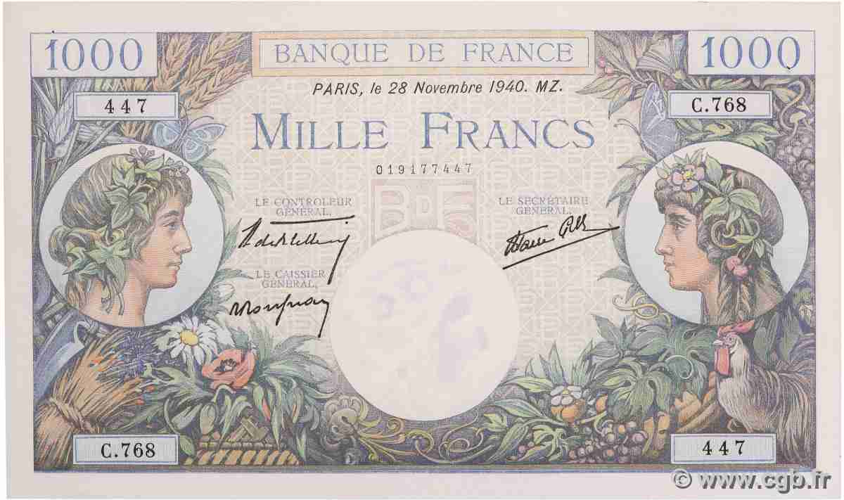 1000 Francs COMMERCE ET INDUSTRIE FRANCE  1940 F.39.02 XF+