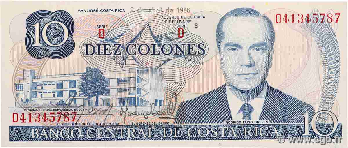 10 Colones COSTA RICA  1986 P.237b ST
