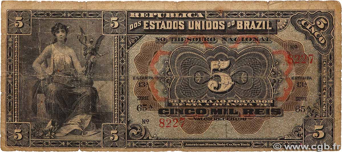 5 Mil Reis BRÉSIL  1909 P.022 B