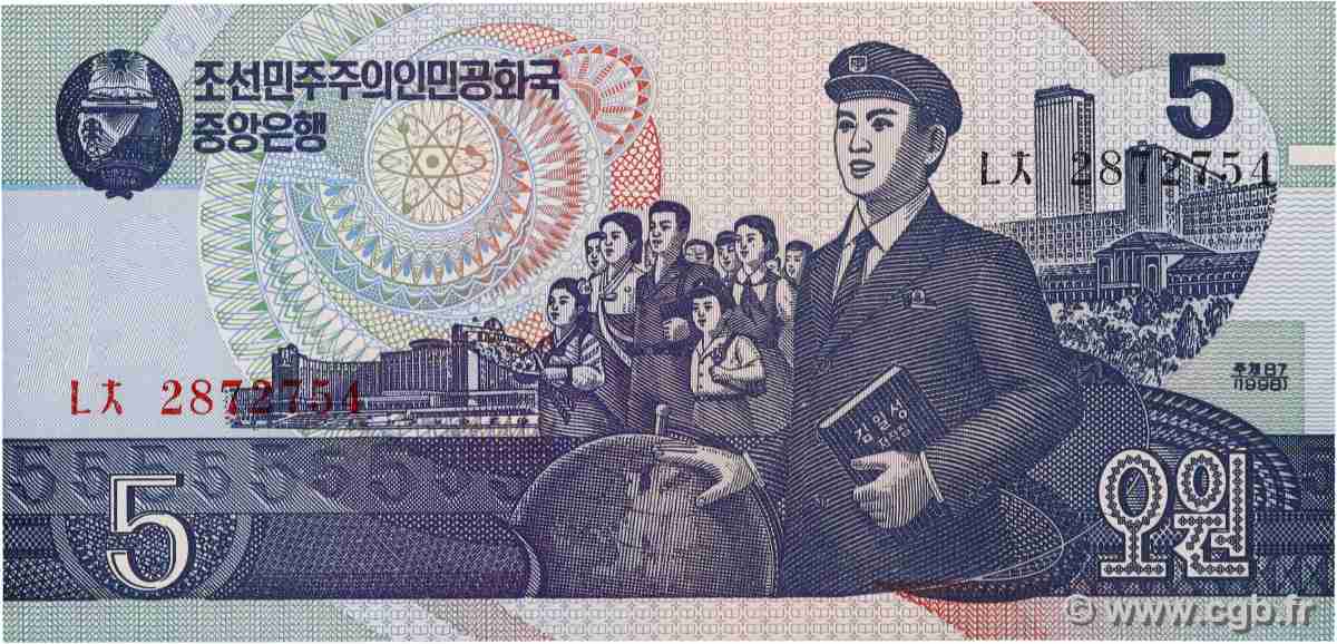 5 Won NORTH KOREA  1998 P.40b UNC-