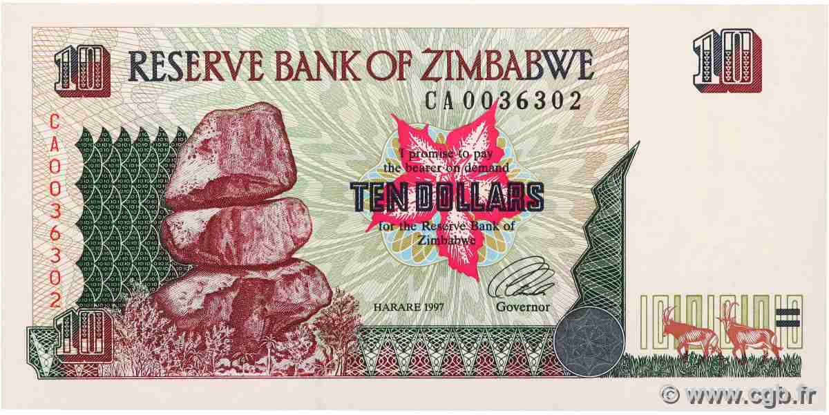 10 Dollars ZIMBABWE  1997 P.06a UNC