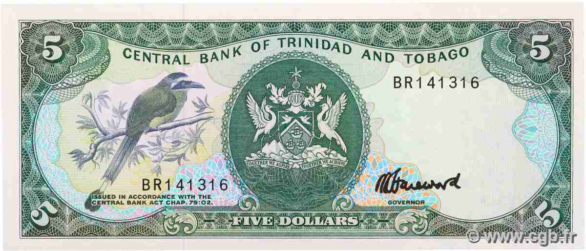 5 Dollars TRINIDAD and TOBAGO  1985 P.37c UNC