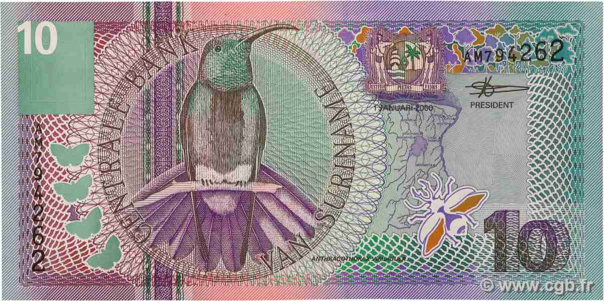 10 Gulden SURINAM  2000 P.147 UNC