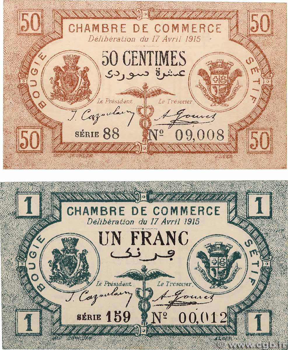 50 Centimes et 1 Franc Lot ALGERIA Bougie - Sétif 1915 JP.139.01/02 AU