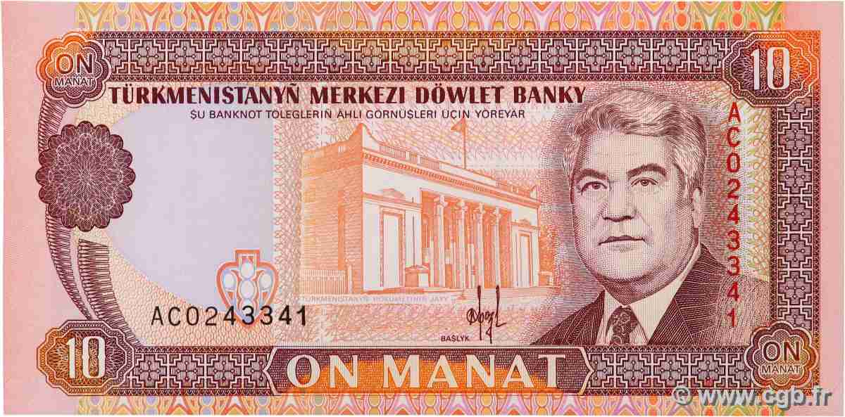 10 Manat TURKMENISTAN  1993 P.03 UNC
