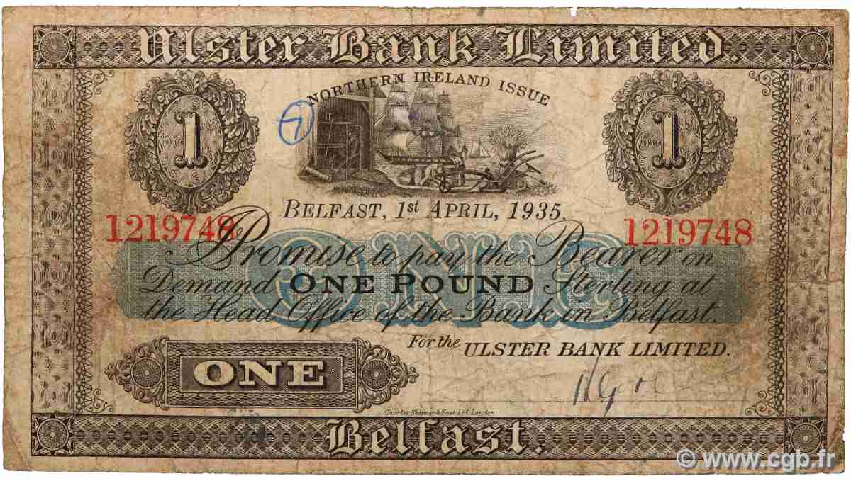 1 Pound NORTHERN IRELAND  1935 P.312 B