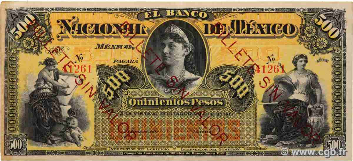 500 Pesos MEXICO  1885 PS.0262r VF