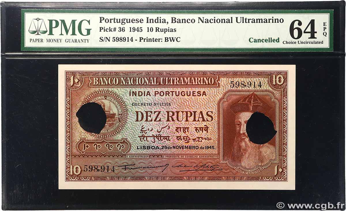 10 Rupias Annulé PORTUGIESISCH-INDIEN  1945 P.036  fST+