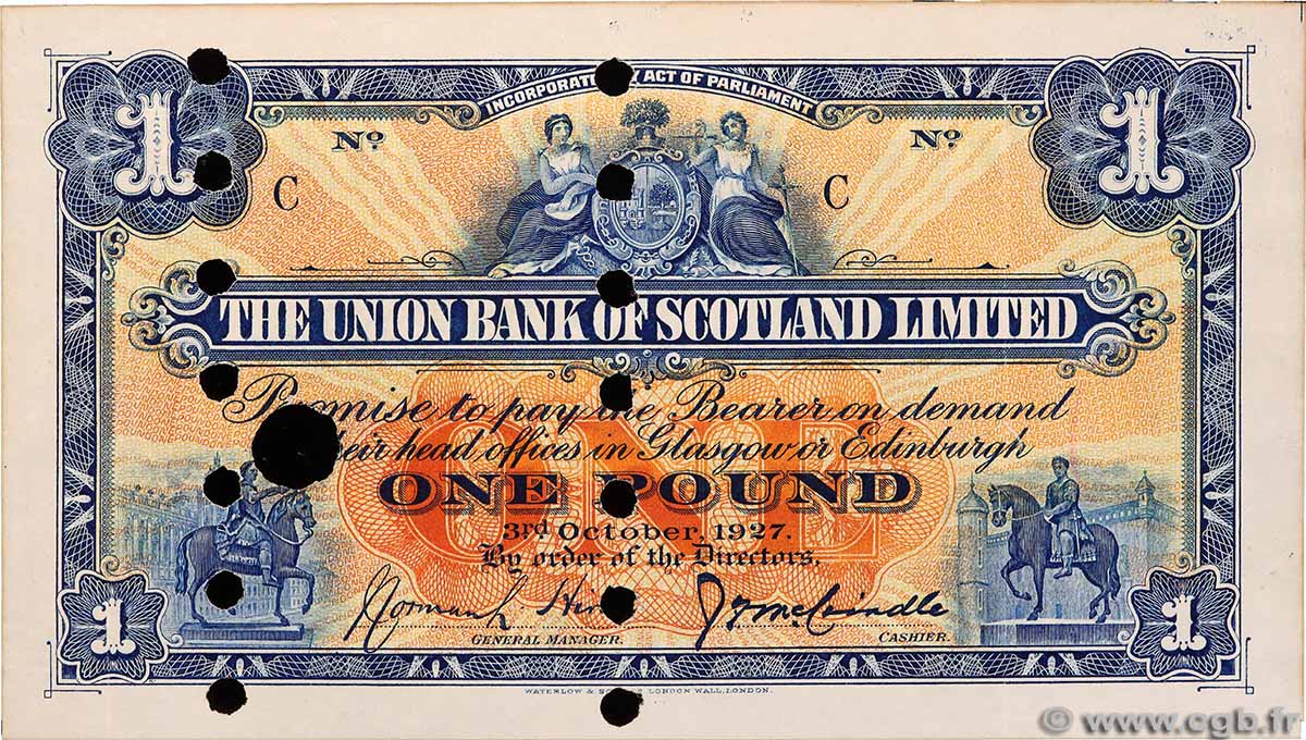 1 Pound Spécimen SCOTLAND  1927 PS.815as VF+