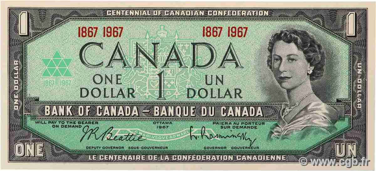 1 Dollar Commémoratif CANADá  1967 P.084a SC+