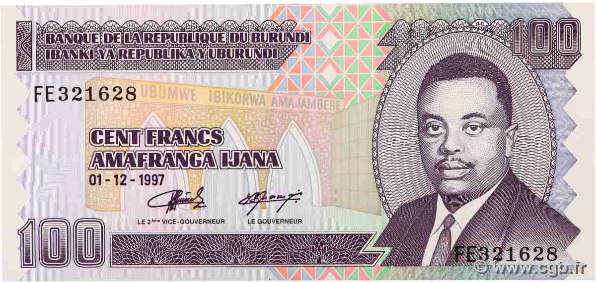 100 Francs BURUNDI  1997 P.37b AU