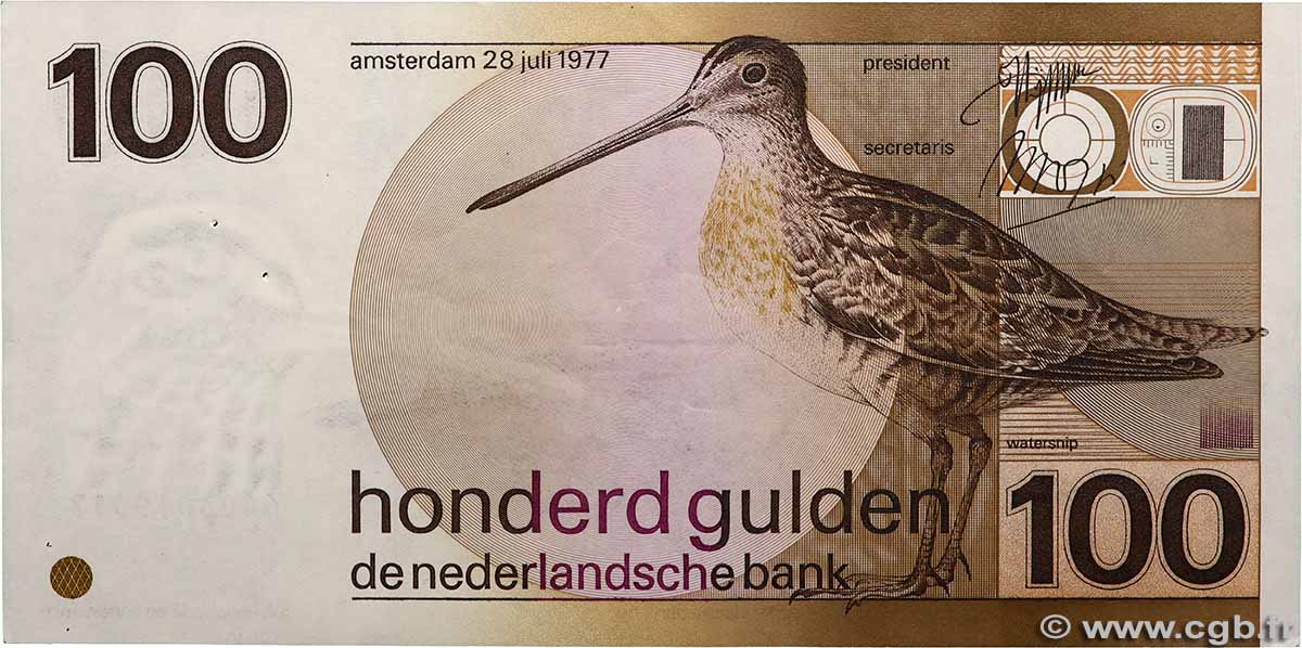 100 Gulden NIEDERLANDE  1977 P.097 VZ