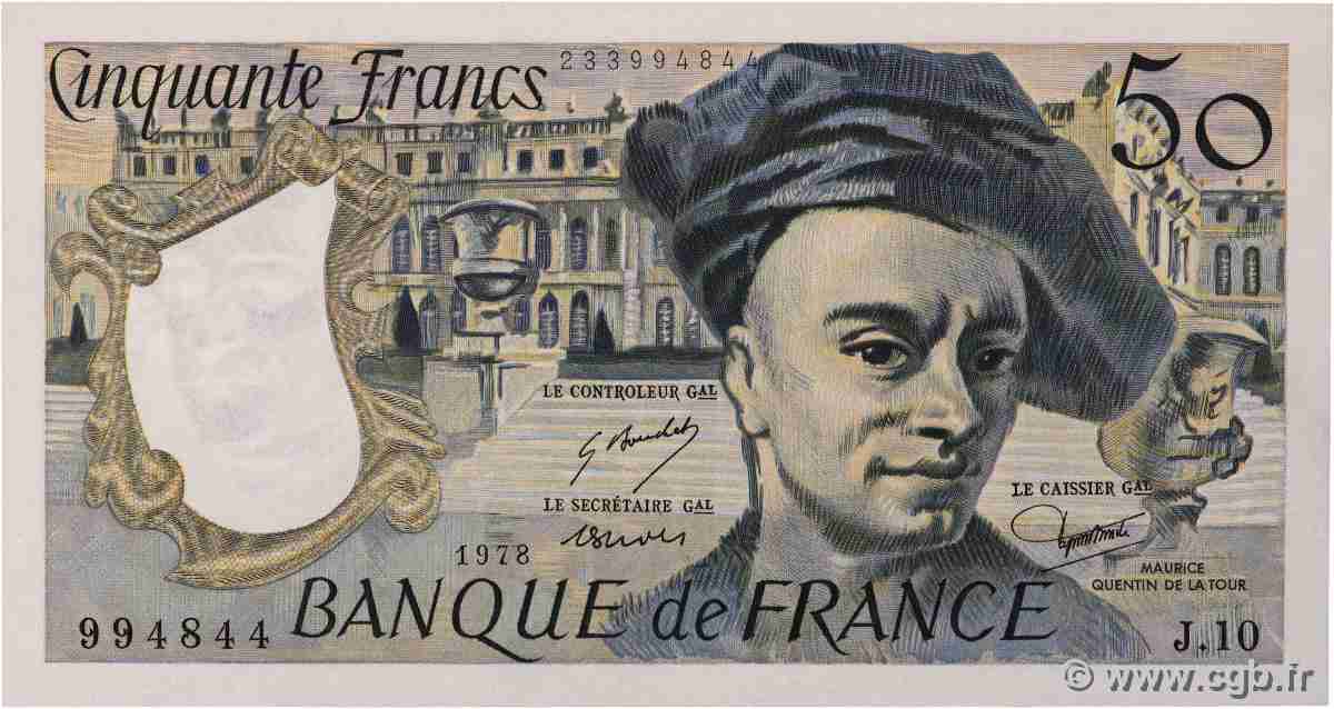 50 Francs QUENTIN DE LA TOUR FRANKREICH  1978 F.67.03 fST+