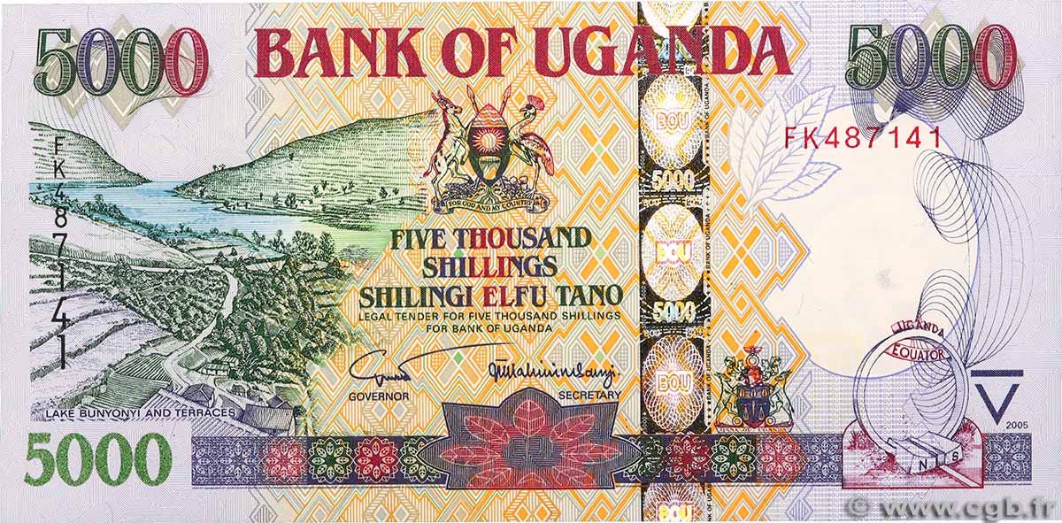 5000 Shillings UGANDA  2005 P.44b ST