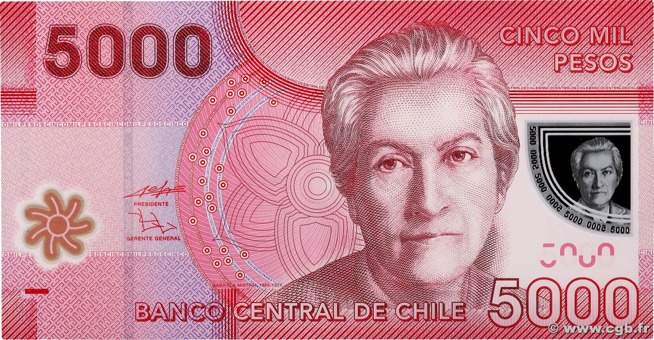 5000 Pesos CHILE  2009 P.163 ST