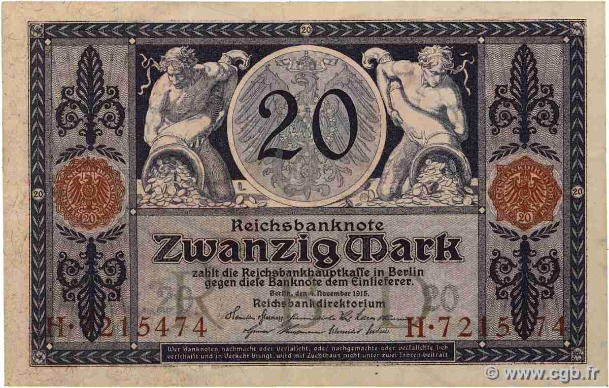 20 Mark DEUTSCHLAND  1915 P.063 SS