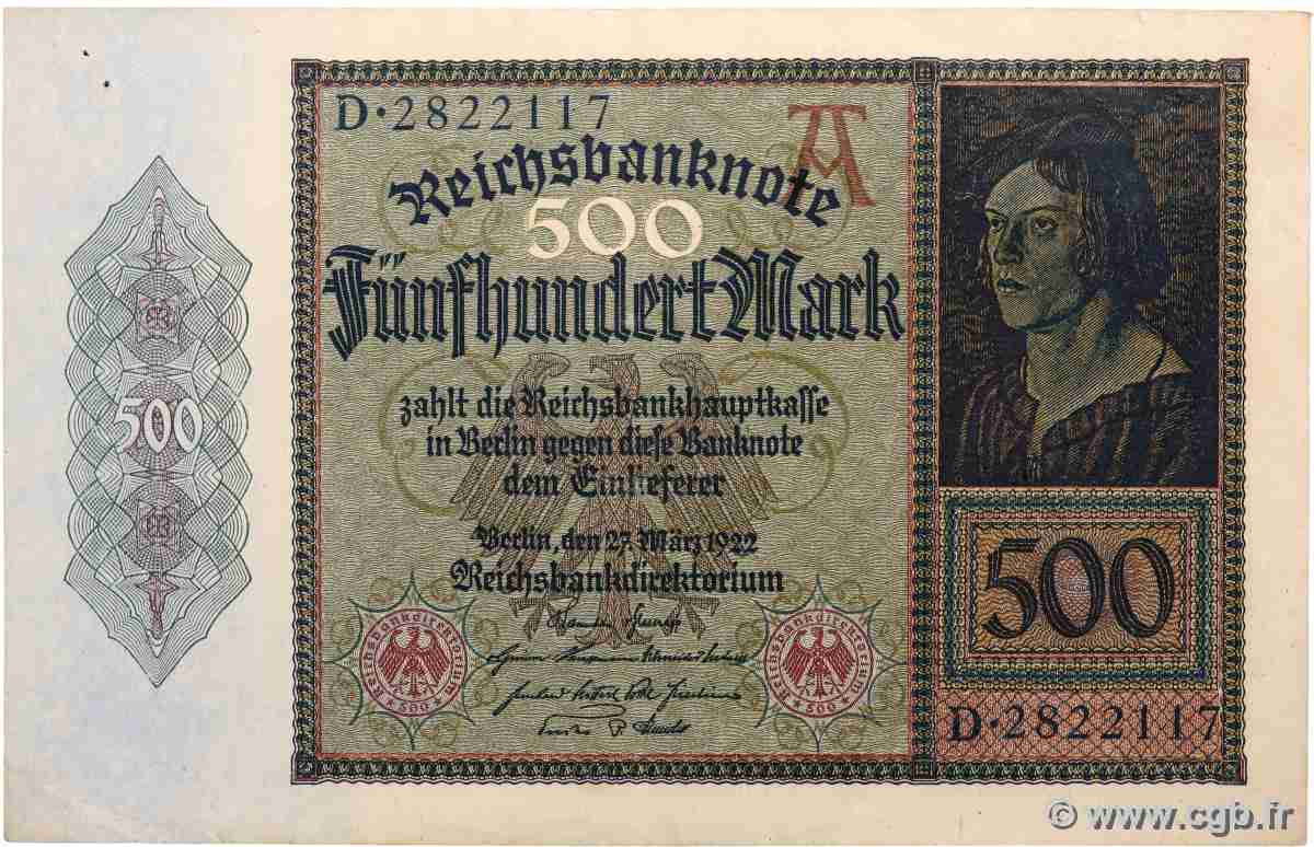 500 Mark DEUTSCHLAND  1922 P.073 VZ