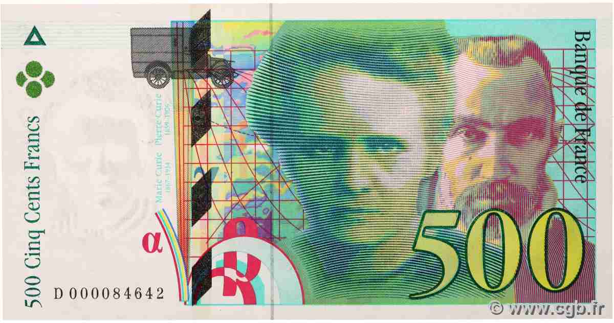 500 Francs PIERRE ET MARIE CURIE Numéro spécial FRANKREICH  1994 F.76.01 ST