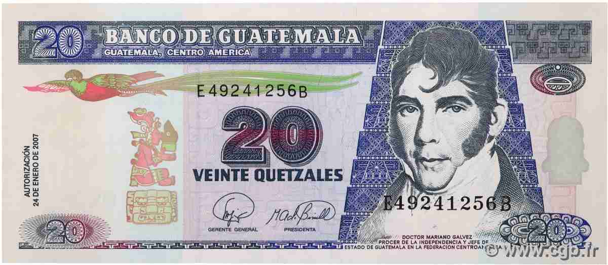 20 Quetzales GUATEMALA  2007 P.112b ST