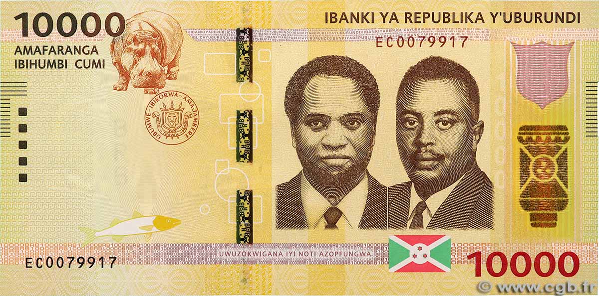 10000 Francs BURUNDI  2015 P.54 ST