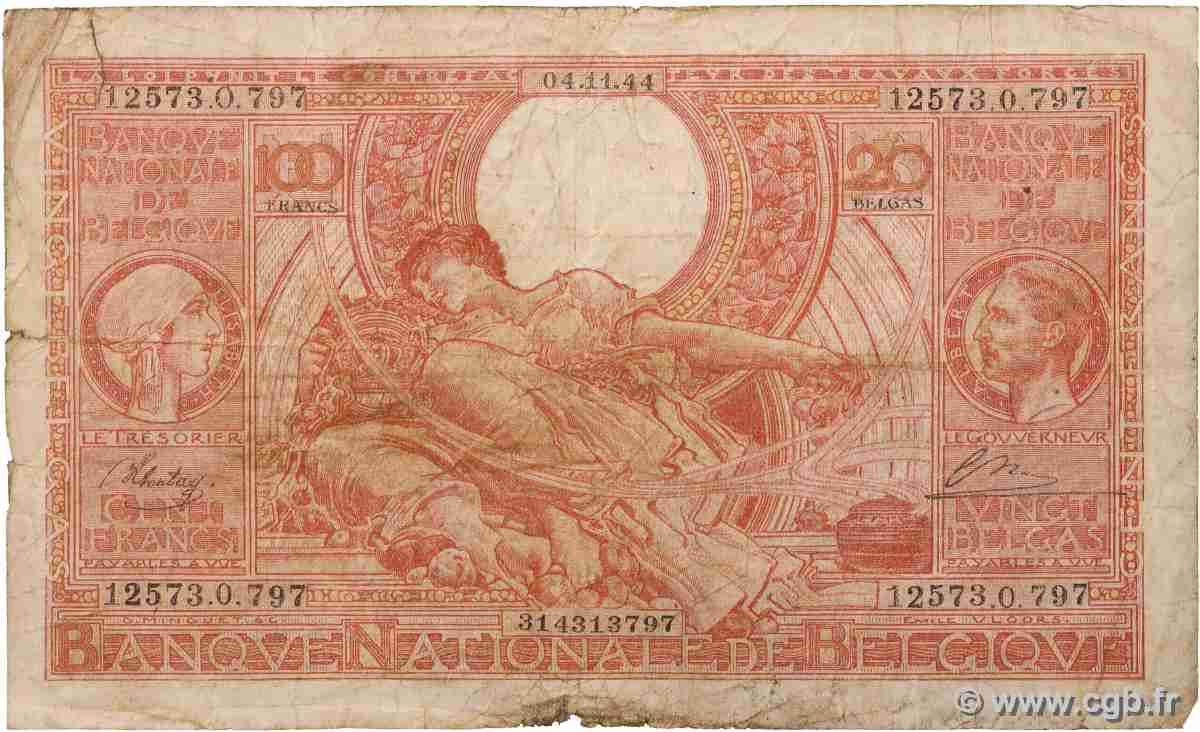 100 Francs - 20 belgas BELGIEN  1944 P.113 SGE