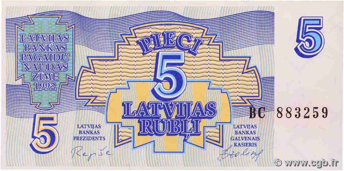 5 Rubli LETTONIE  1992 P.37 NEUF