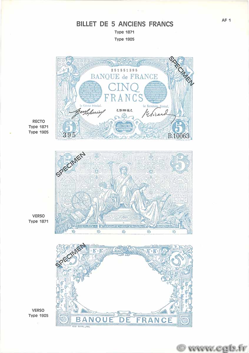 5 Francs BLEU Planche FRANCE  1975 F.02pl AU