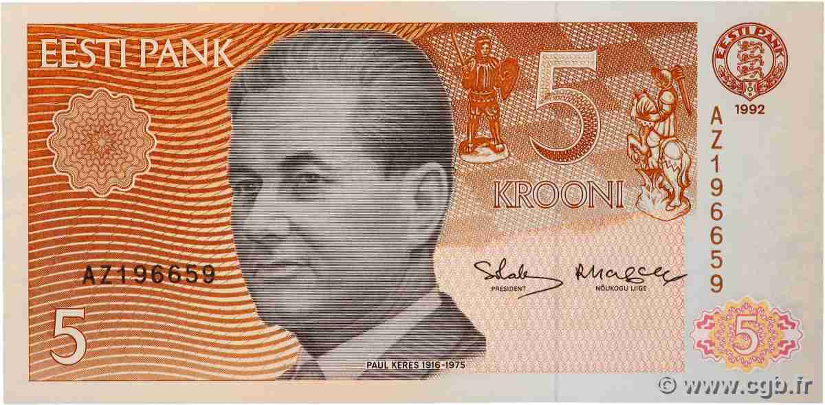 5 Krooni ESTLAND  1992 P.71b ST