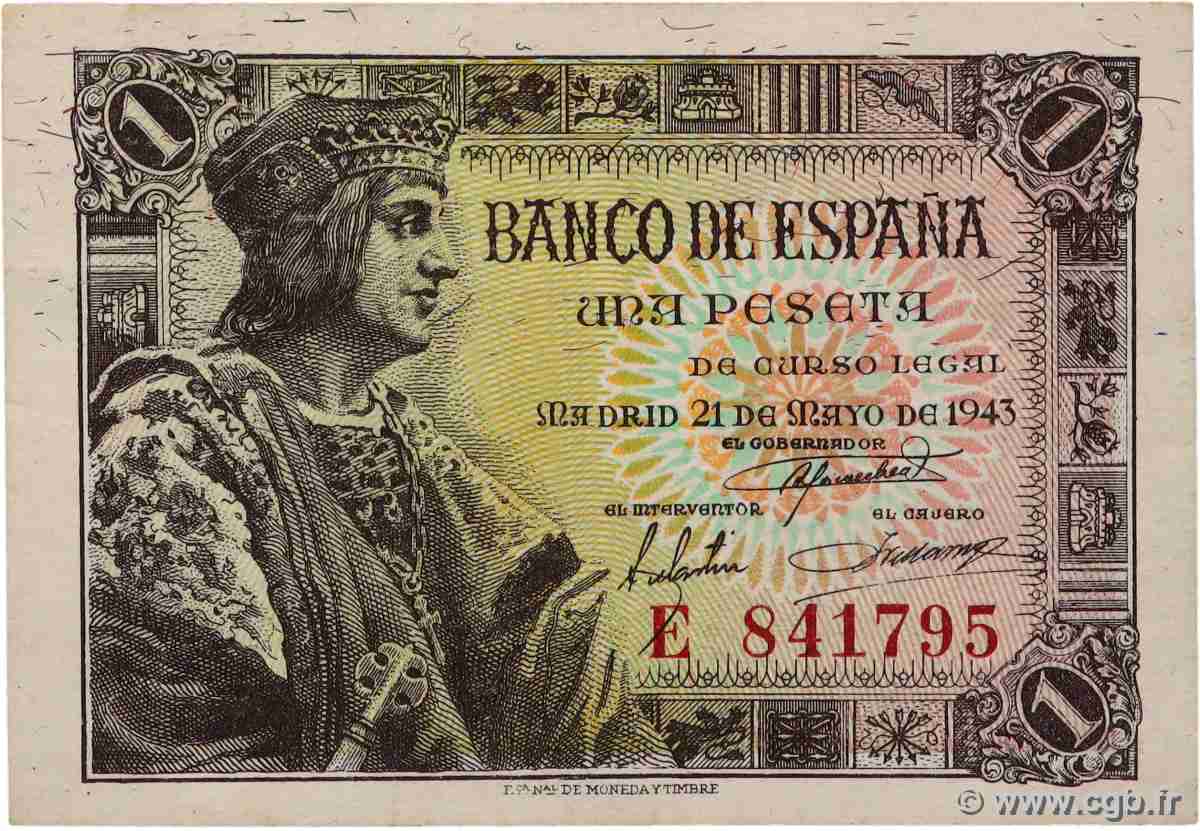 5 Pesetas Lot SPANIEN  1943 P.126a fVZ