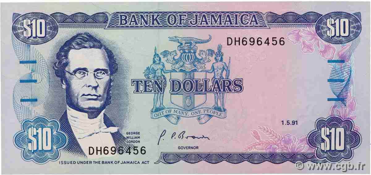 10 Dollars JAMAIKA  1991 P.71d ST