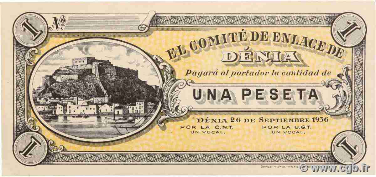 1 Peseta ESPAGNE Denia 1936 P.- SPL