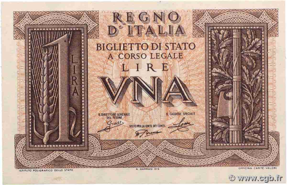 1 Lire ITALY  1939 P.026 UNC