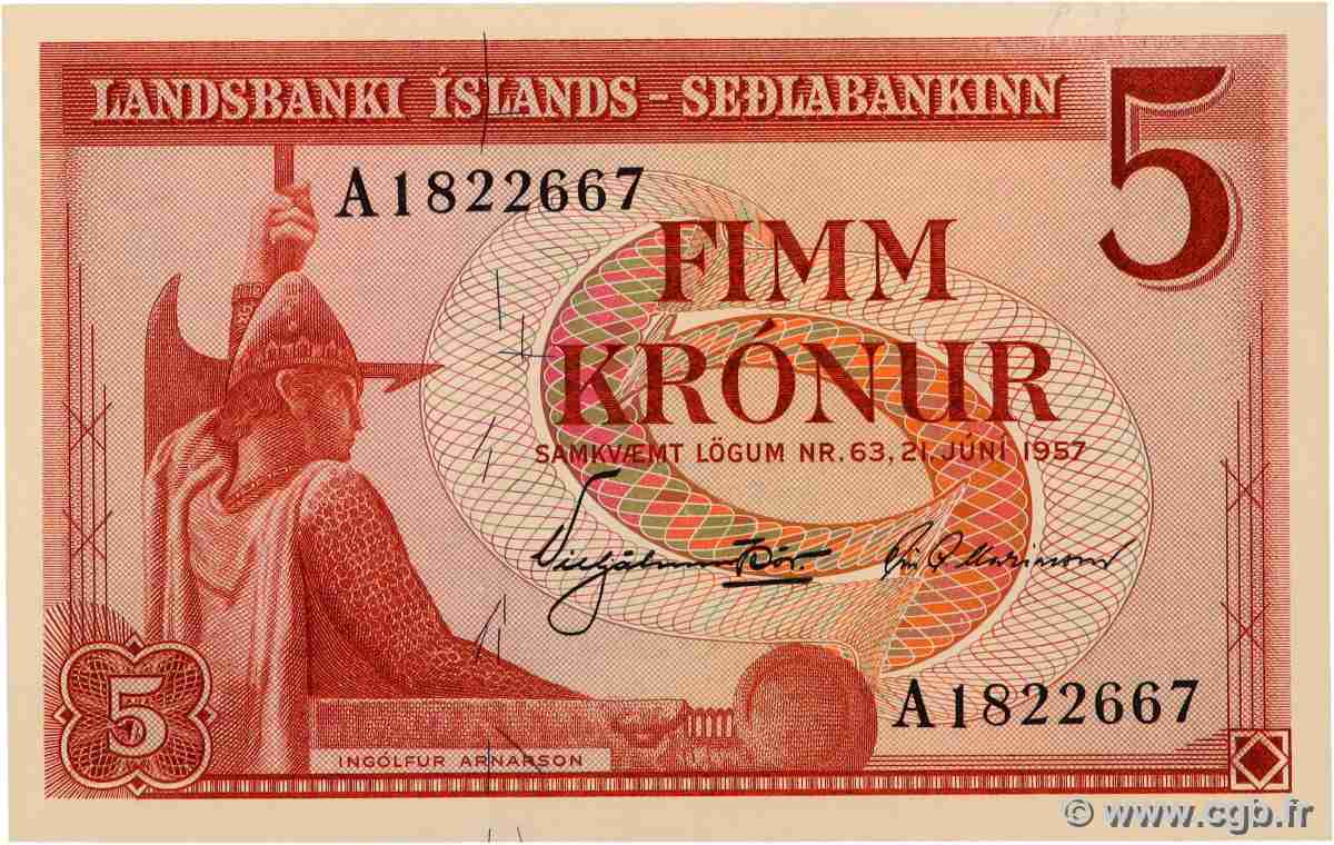 5 Kronur ISLANDE  1957 P.37a NEUF