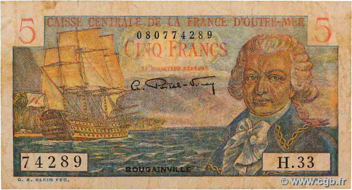 5 Francs Bougainville CCFOM AFRIQUE ÉQUATORIALE FRANÇAISE  1947 A.129a F+