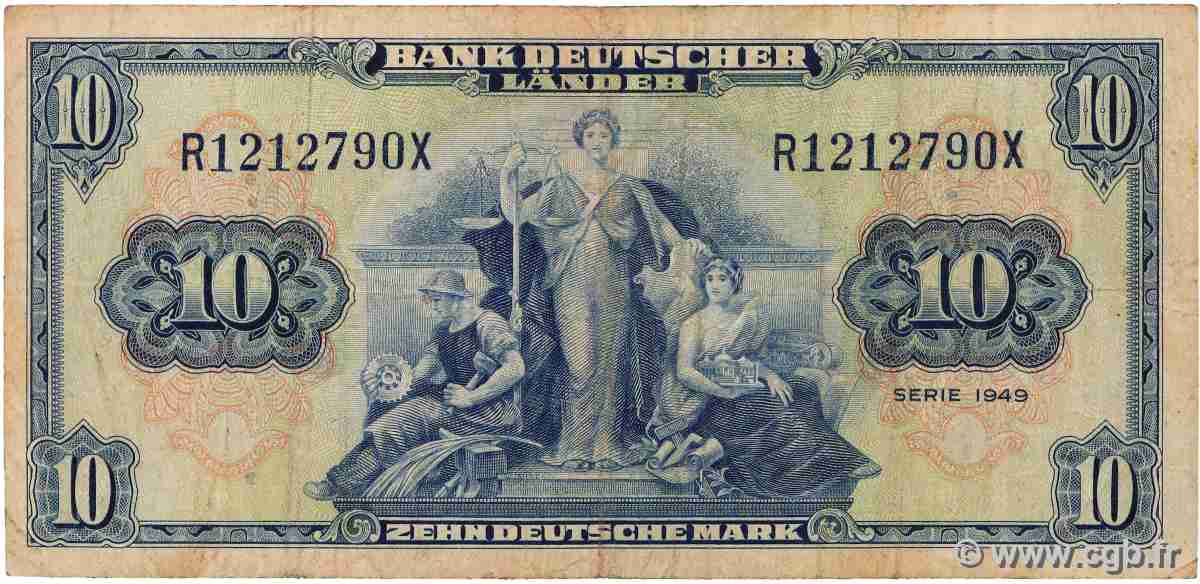 10 Deutsche Mark GERMAN FEDERAL REPUBLIC  1949 P.16 S