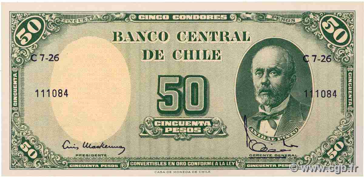 5 Centesimos sur 50 Pesos CILE  1960 P.126b FDC