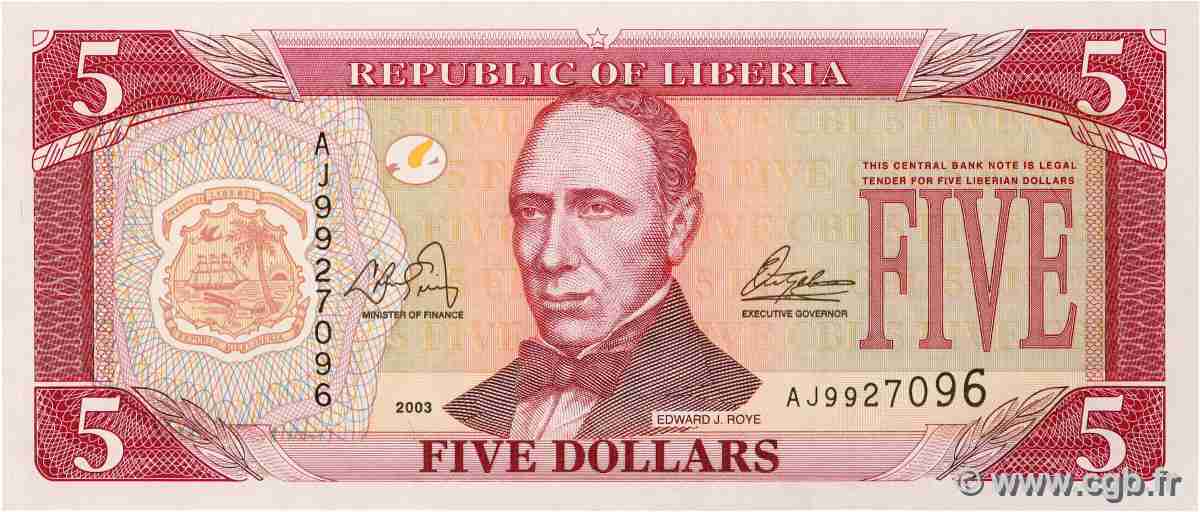 5 Dollars LIBERIA  2003 P.26a NEUF