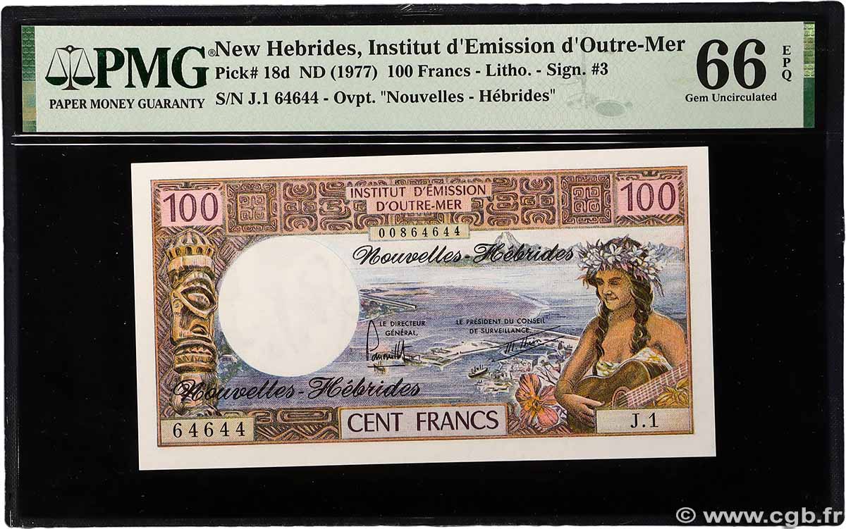 100 Francs NEUE HEBRIDEN  1977 P.18d ST