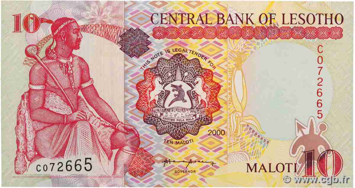 10 Maloti LESOTHO  2000 P.15a UNC