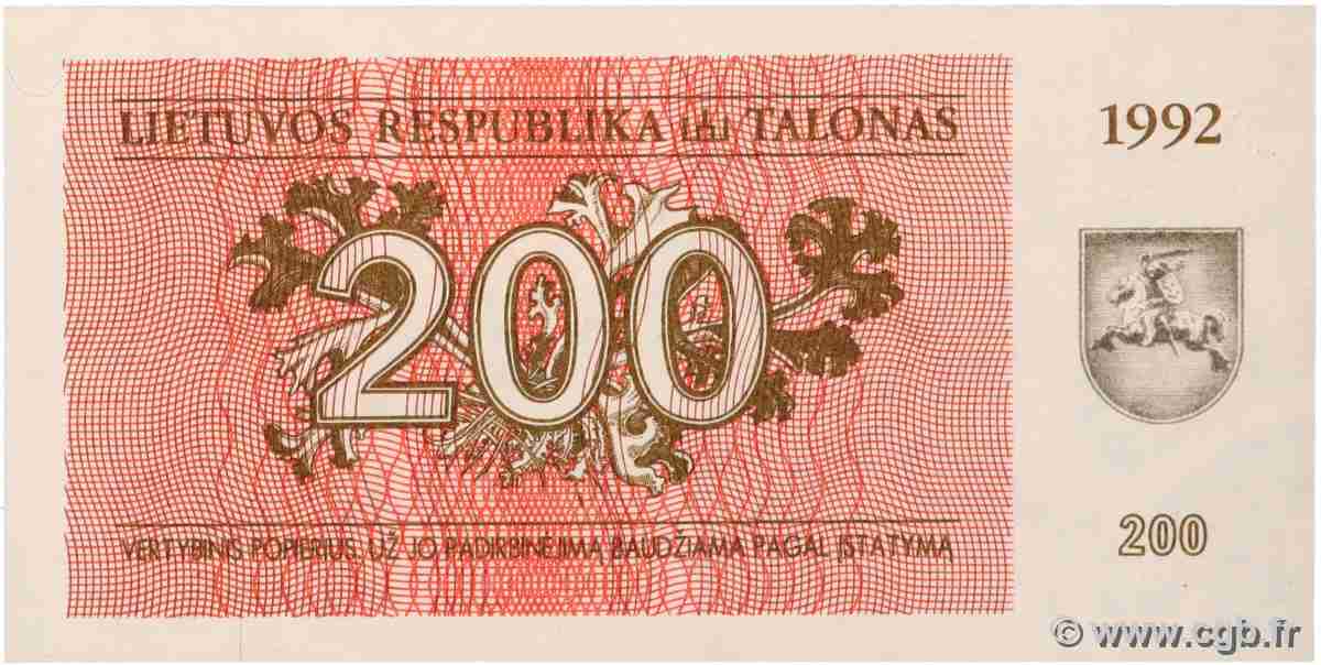200 Talonas LITAUEN  1992 P.43a ST