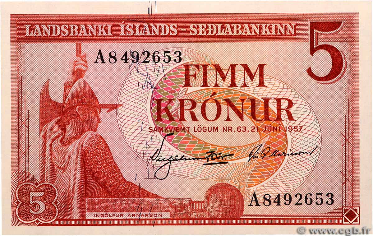 5 Kronur ISLANDE  1957 P.37a NEUF