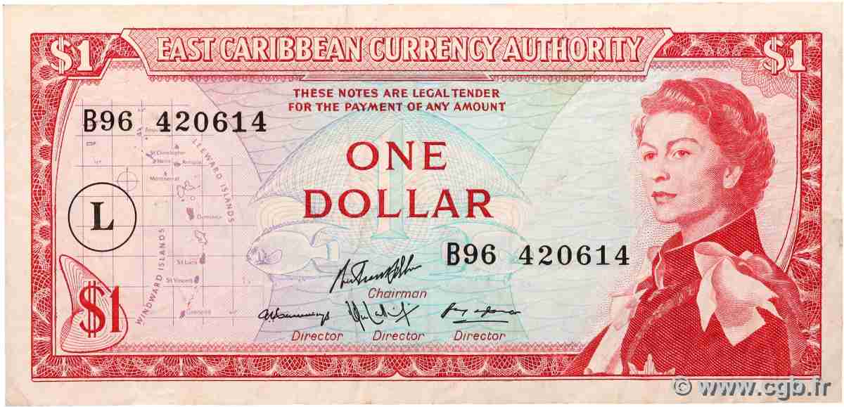 1 Dollar EAST CARIBBEAN STATES  1965 P.13l fSS