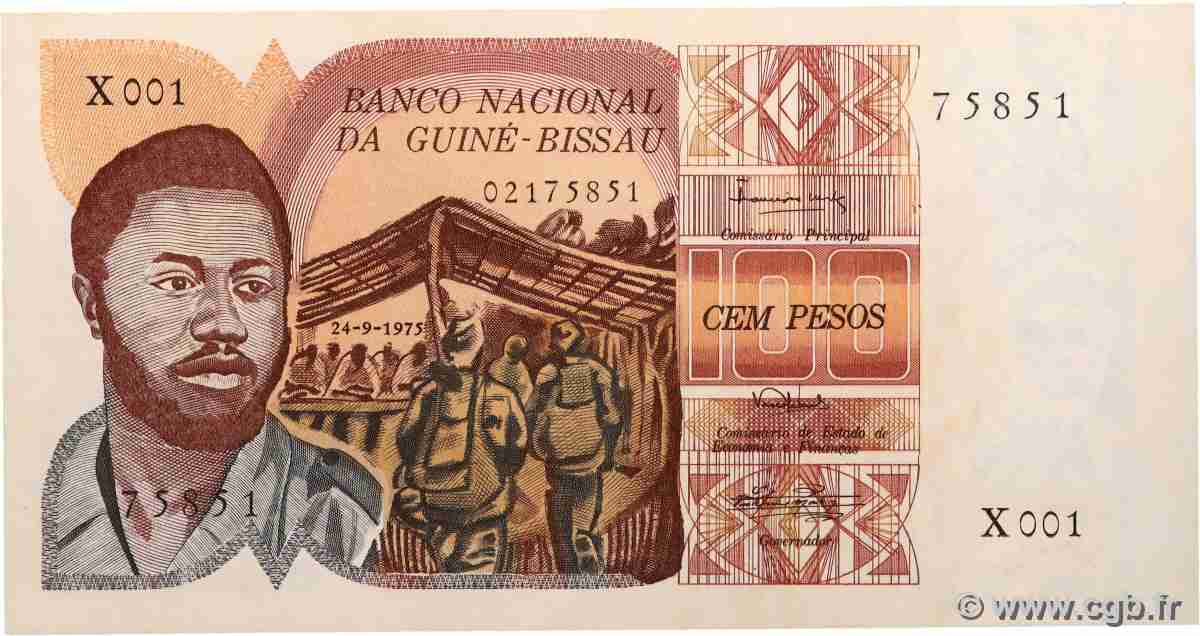 100 Pesos GUINÉE BISSAU  1975 P.02 pr.NEUF