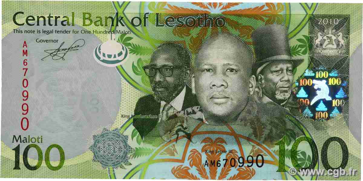 100 Maloti LESOTHO  2010 P.24a NEUF