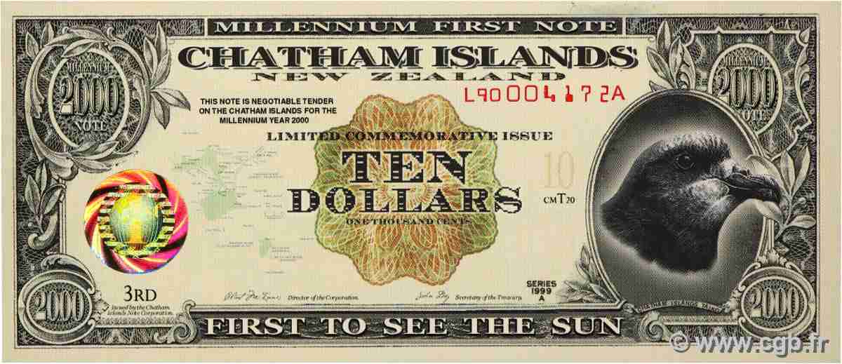 10 Dollars ILES CHATHAM  2000 P.- pr.NEUF
