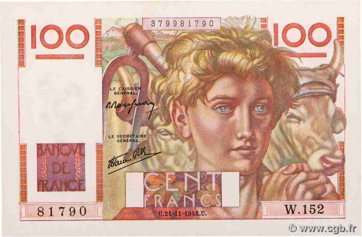 100 Francs JEUNE PAYSAN FRANCE  1946 F.28.11 SUP+