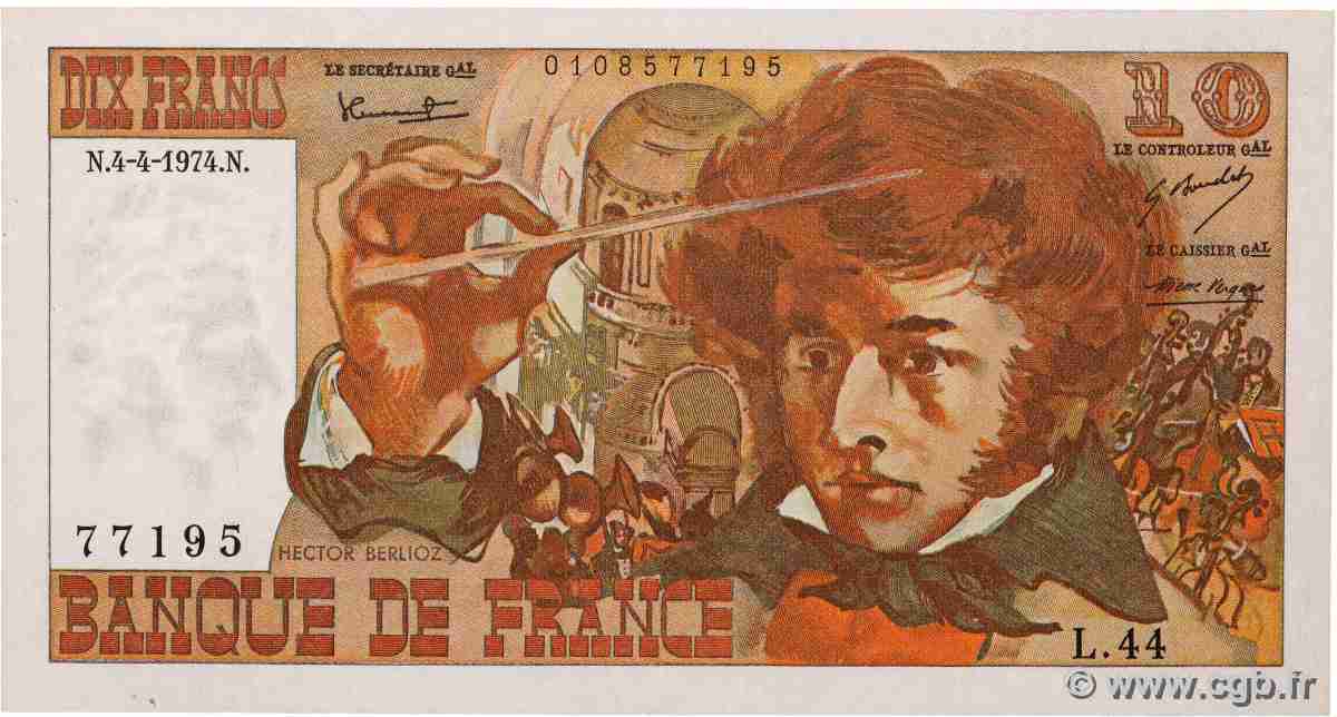 10 Francs BERLIOZ FRANCE  1974 F.63.04 SUP