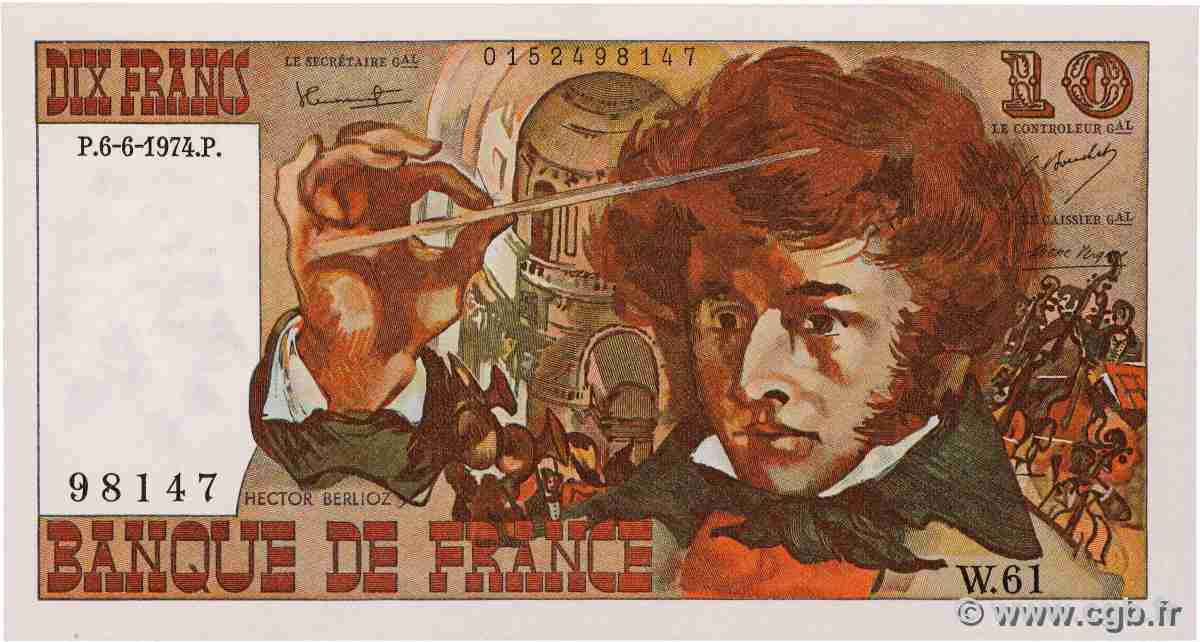 10 Francs BERLIOZ FRANCE  1974 F.63.05 SPL