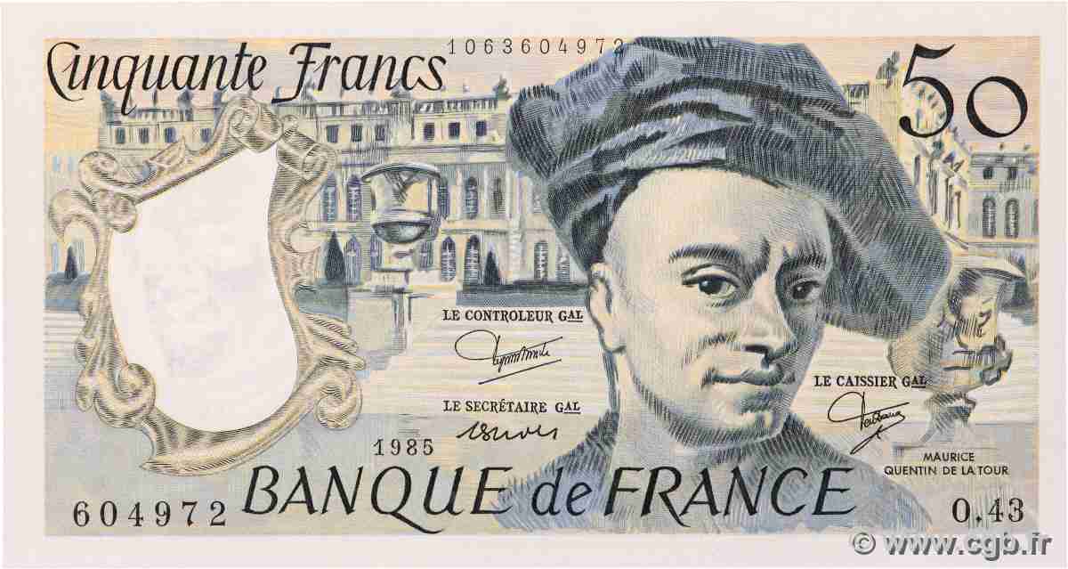 50 Francs QUENTIN DE LA TOUR FRANCE  1985 F.67.11 NEUF
